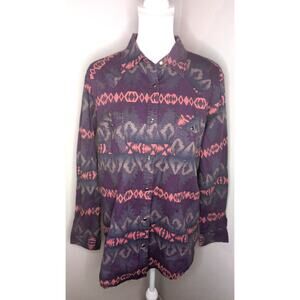 Wrangler Southwestern Aztec Button Up Shirt XL Western Boho Oversized